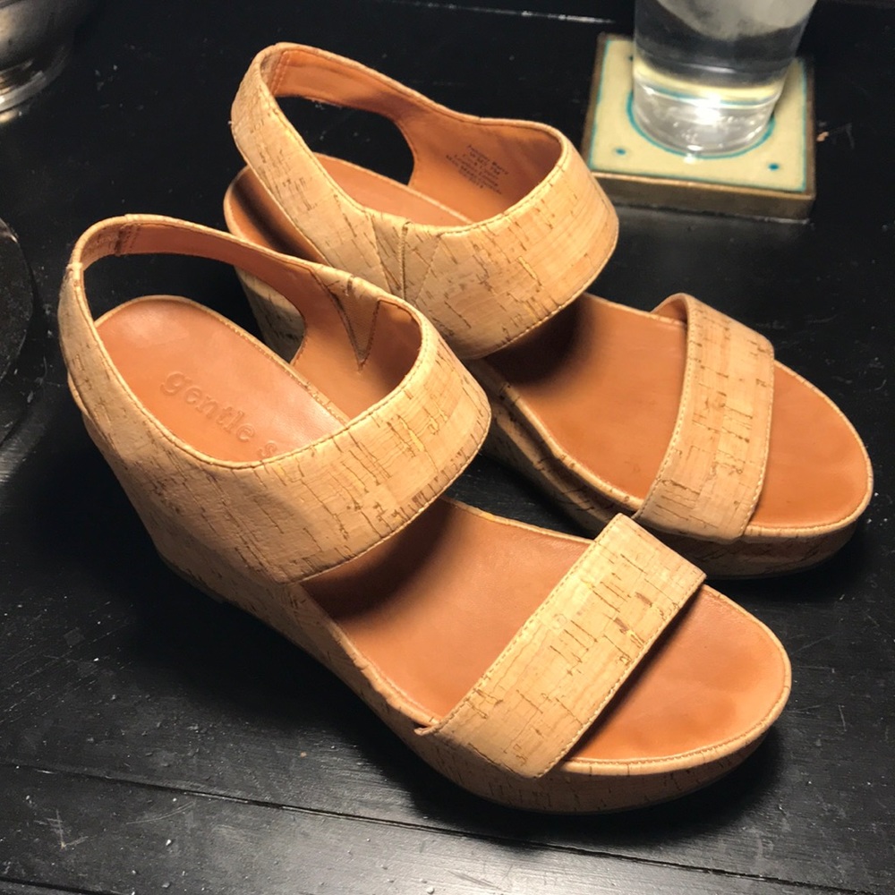 Gentle Souls Tan Wedge Sandals